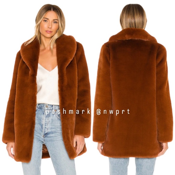 MAJORELLE 🦊 Tatiana Faux Fur Coat Jacket Chestnut Brown XXS XS 0 Tatianna - Picture 1 of 8
